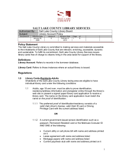 SALT LAKE COUNTY LIBRARY SERVICES