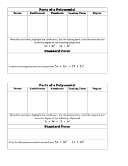 Parts of a Polynomial Standard Form Parts of a