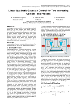 Linear Quadratic Gaussian Control for Two Interacting Conical Tank