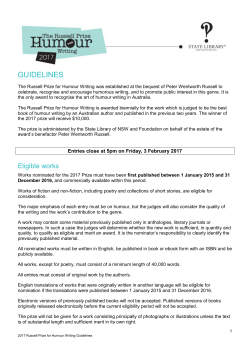 Russell Prize for Humour Writing 2017 Guidelines