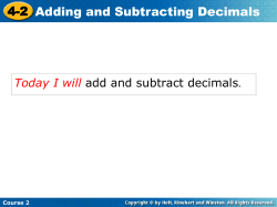 4-2 Adding and Subtracting Decimals