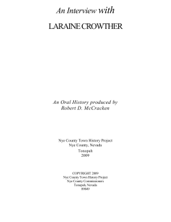 An Interview with LARAINE CROWTHER