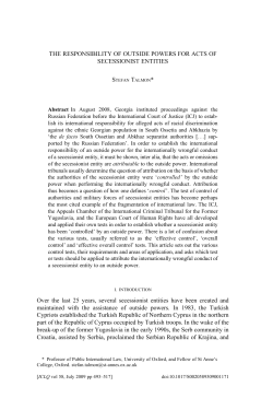 the responsibility of outside powers for acts of secessionist entities