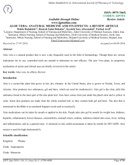 aloe vera: anatural medicine and its effects: a review article