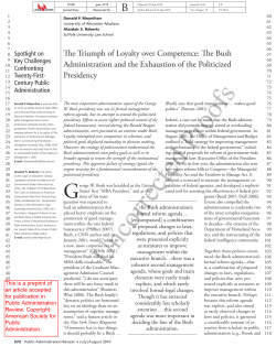 The Triumph of Loyalty over Competence: The Bush Administration