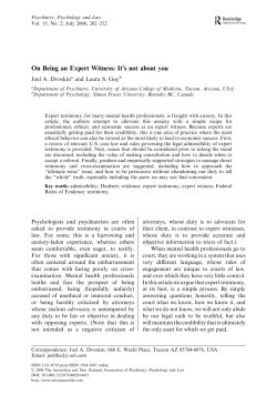 On Being an Expert Witness: It`s not about you