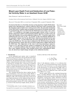 Mixed Layer Depth Front and Subduction of Low Poten