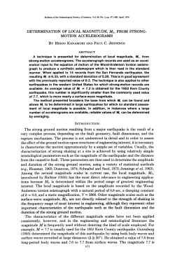 determination of local magnitude, ml, from strong