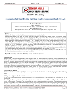 Measuring Spiritual Health: Spiritual Health Assessment Scale (SHAS)