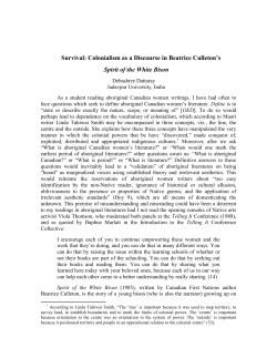 Colonialism as a Discourse in Beatrice Culleton`s Spirit of the White