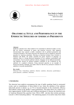 oratorical style and performance in the epideictic speeches of