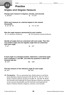 Angles and Degree Measure Practice