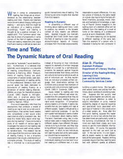 Time and Tide: The Dynamic Nature of Oral