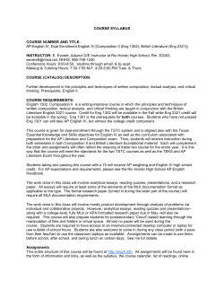 AP-English IV, Dual Enrollment English IV [Composition II (Eng 1302