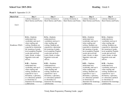 School Year 2015-2016 Reading Grade 8