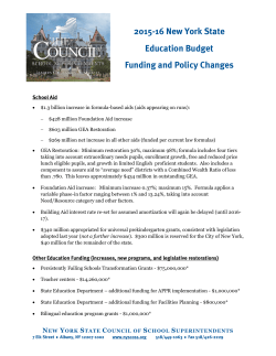 2015-16 New York State Education Budget Funding and Policy