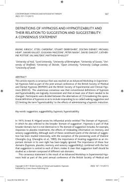 DEFINITIONS OF HYPNOSIS AND HYPNOTIzABILITY AND THEIR