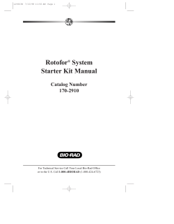 Rotofor&reg; System Starter Kit Manual - Bio-Rad