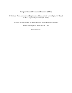 European Standard Procurement Document (ESPD) Preliminary