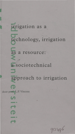 irrigation as a technology, irrigation as a - Wageningen UR E