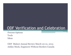 ODF Verification and Celebration - Community