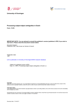 University of Groningen Processing subject-object