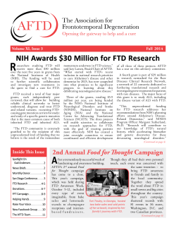 Fall 2014 - The Association for Frontotemporal Degeneration