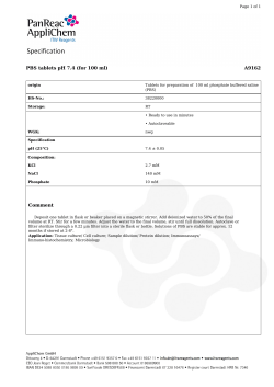 PBS tablets pH 7.4 (for 100 ml) A9162 Comment