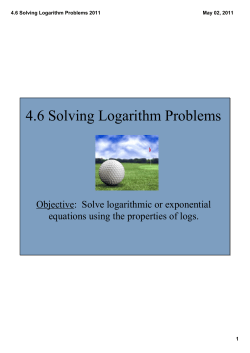 4.6 Solving Logarithm Problems 2011
