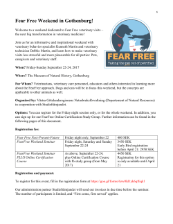 Fear Free Weekend in Gothenburg!