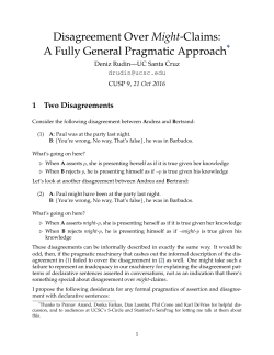 Disagreement Over Might-Claims - University of California, Santa Cruz