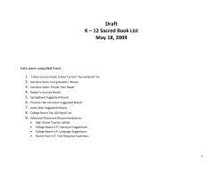 Draft K &ndash; 12 Sacred Book List May 18, 2009