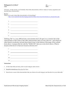 Characteristics of Life Webquest