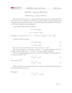 MAT 274 Sept 12, 2011 Notes