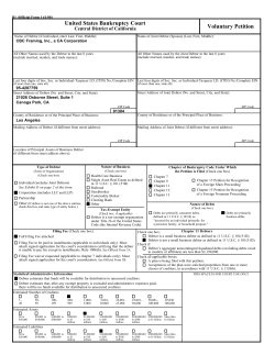 United States Bankruptcy Court Voluntary Petition