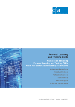 Personal Learning and Thinking Skills