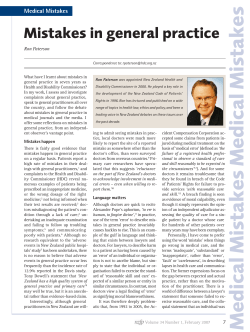 Mistakes in general practice - Health and Disability Commissioner