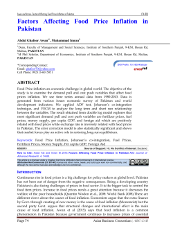 Factors Affecting Food Price Inflation in Pakistan