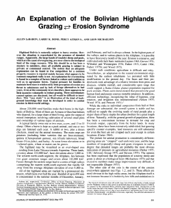 An Explanation of the Bolivian Highlands Grazing,* Erosion Syndrome`