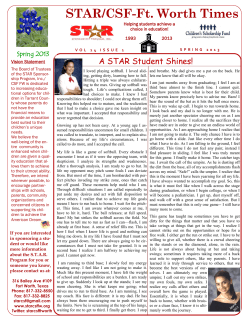 Spring 2013 Vol 14 Iss 1 - STAR Sponsorship Program