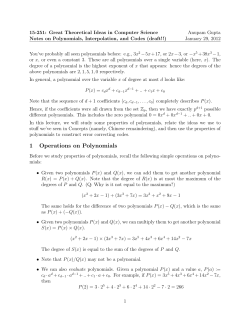 1 Operations on Polynomials - CMU School of Computer Science