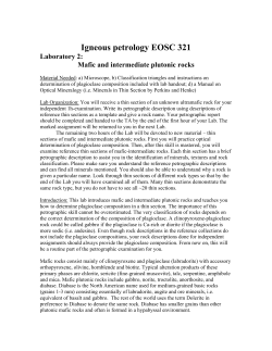 Igneous petrology EOSC 321