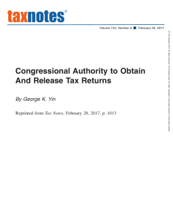 Congressional Authority to Obtain And Release Tax