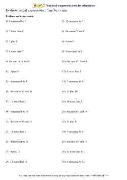 Evaluate verbal expressions of number - sum