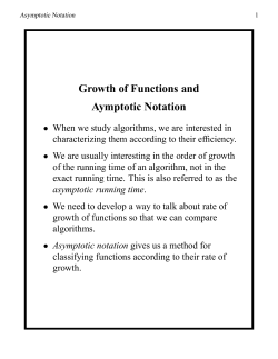 Growth of Functions and Aymptotic Notation