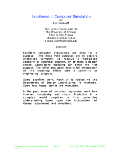 Excellence in Computer Simulation