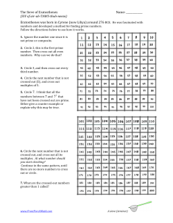 The Sieve of Eratosthenes Name: ______ (SIV of air-uh-TAWS