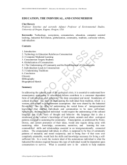 Education, the Individual, and Consumerism