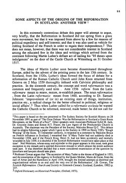 SOME ASPECTS OF THE ORIGINS OF THE REFORMATION IN