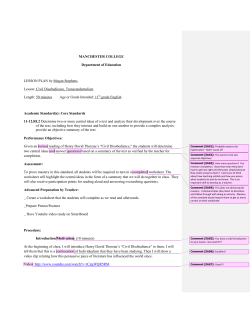 MANCHESTER COLLEGE Department of Education LESSON PLAN